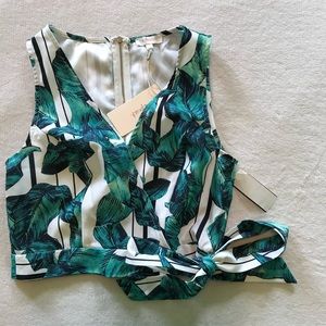 Tropical print crop tank top